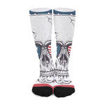 American Skull With Sunglasses Print Long Socks