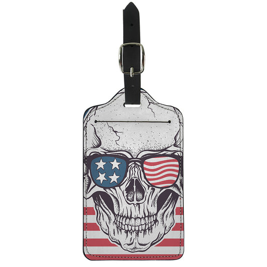 American Skull With Sunglasses Print Luggage Tag