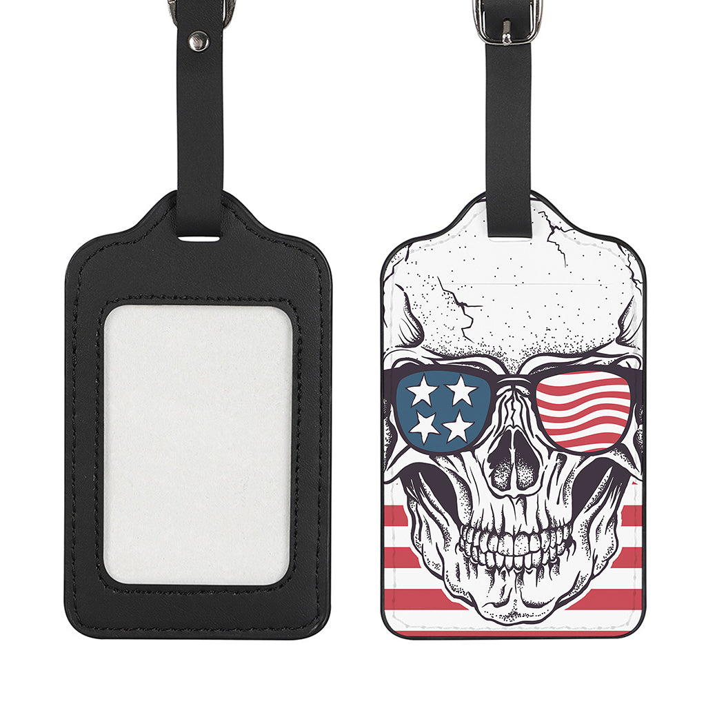 American Skull With Sunglasses Print Luggage Tag