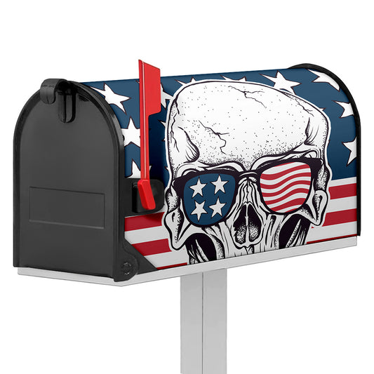 American Skull With Sunglasses Print Mailbox Cover