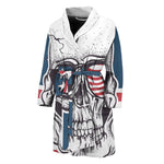 American Skull With Sunglasses Print Men's Bathrobe