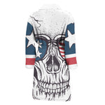 American Skull With Sunglasses Print Men's Bathrobe