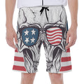 American Skull With Sunglasses Print Men's Beach Shorts