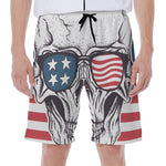 American Skull With Sunglasses Print Men's Beach Shorts