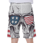 American Skull With Sunglasses Print Men's Beach Shorts