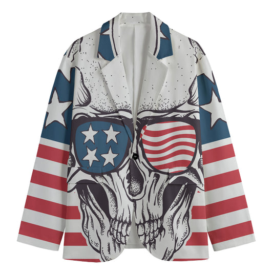 American Skull With Sunglasses Print Men's Blazer