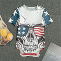 American Skull With Sunglasses Print Men's Bodysuit