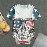 American Skull With Sunglasses Print Men's Bodysuit