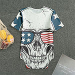 American Skull With Sunglasses Print Men's Bodysuit