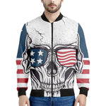 American Skull With Sunglasses Print Men's Bomber Jacket