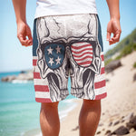 American Skull With Sunglasses Print Men's Cargo Shorts