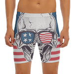 American Skull With Sunglasses Print Men's Long Boxer Briefs
