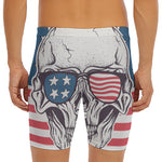 American Skull With Sunglasses Print Men's Long Boxer Briefs