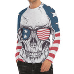 American Skull With Sunglasses Print Men's Long Sleeve Rash Guard