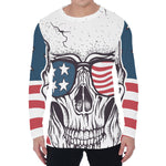 American Skull With Sunglasses Print Men's Long Sleeve T-Shirt