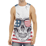 American Skull With Sunglasses Print Men's Muscle Tank Top