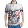 American Skull With Sunglasses Print Men's Polo Shirt
