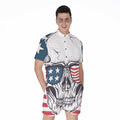 American Skull With Sunglasses Print Men's Romper