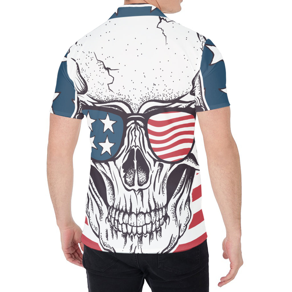 American Skull With Sunglasses Print Men's Shirt