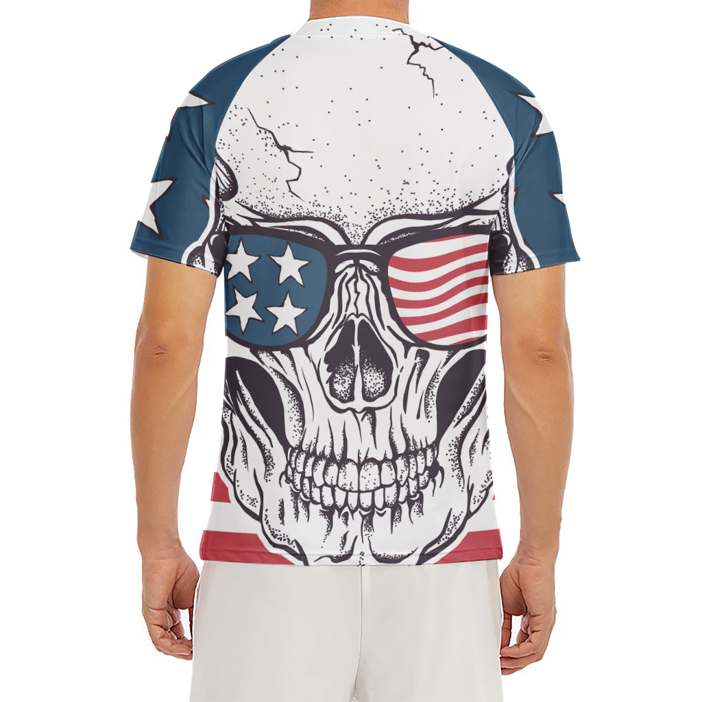 American Skull With Sunglasses Print Men's Short Sleeve Rash Guard