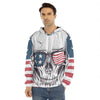 American Skull With Sunglasses Print Men's Velvet Pullover Hoodie