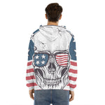 American Skull With Sunglasses Print Men's Velvet Pullover Hoodie