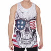 American Skull With Sunglasses Print Men's Velvet Tank Top