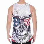 American Skull With Sunglasses Print Men's Velvet Tank Top