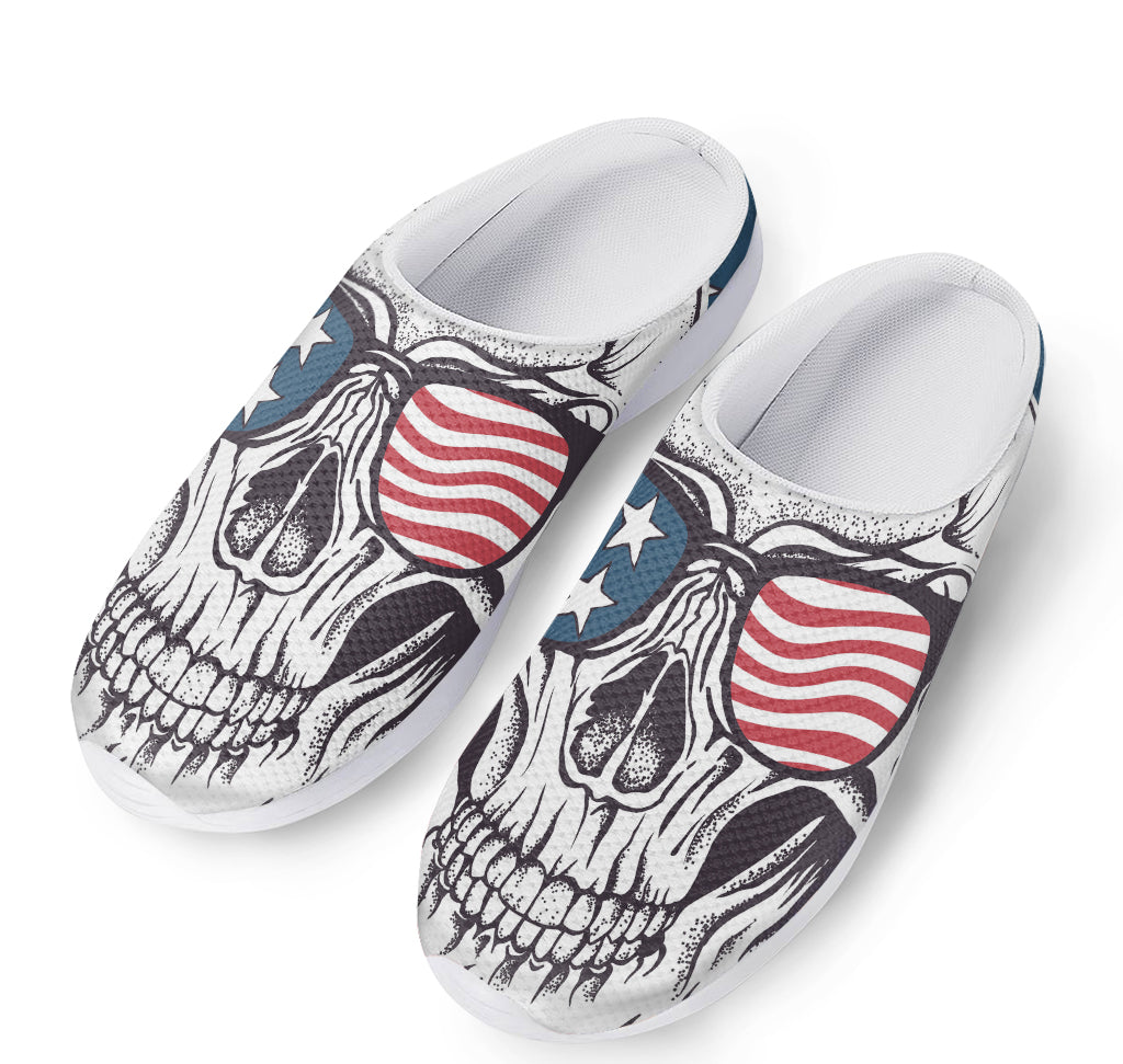 American Skull With Sunglasses Print Mesh Casual Shoes
