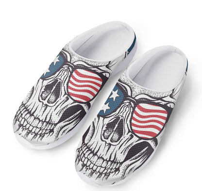 American Skull With Sunglasses Print Mesh Casual Shoes