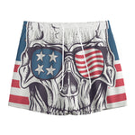 American Skull With Sunglasses Print Mesh Shorts