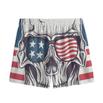 American Skull With Sunglasses Print Mesh Shorts