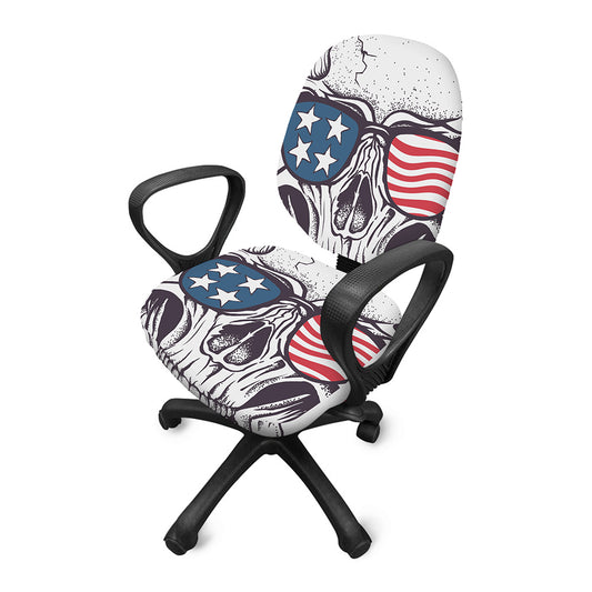 American Skull With Sunglasses Print Office Chair Cover
