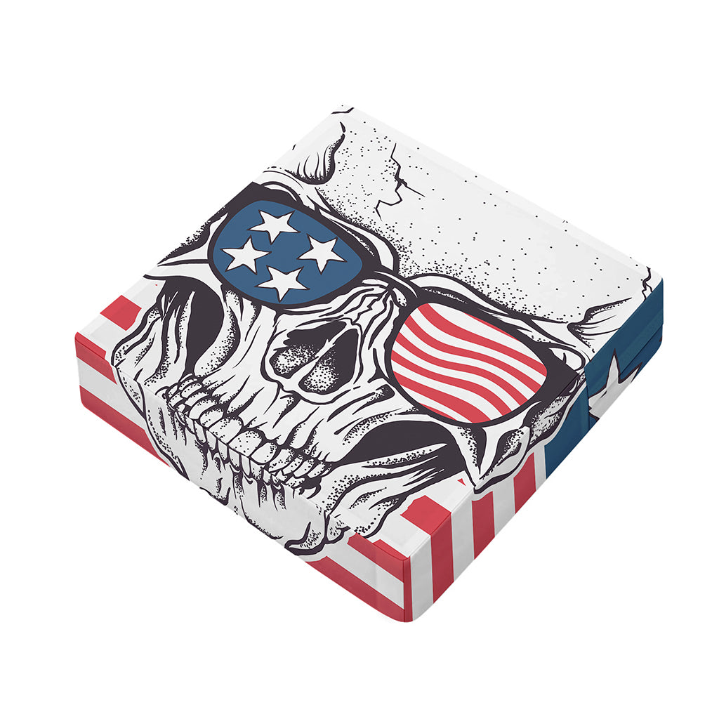 American Skull With Sunglasses Print Outdoor Seat Cushion Cover