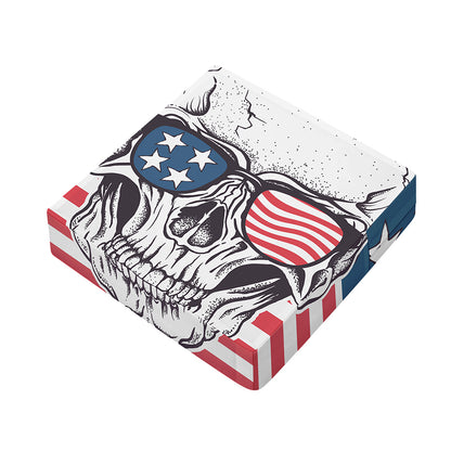 American Skull With Sunglasses Print Outdoor Seat Cushion Cover