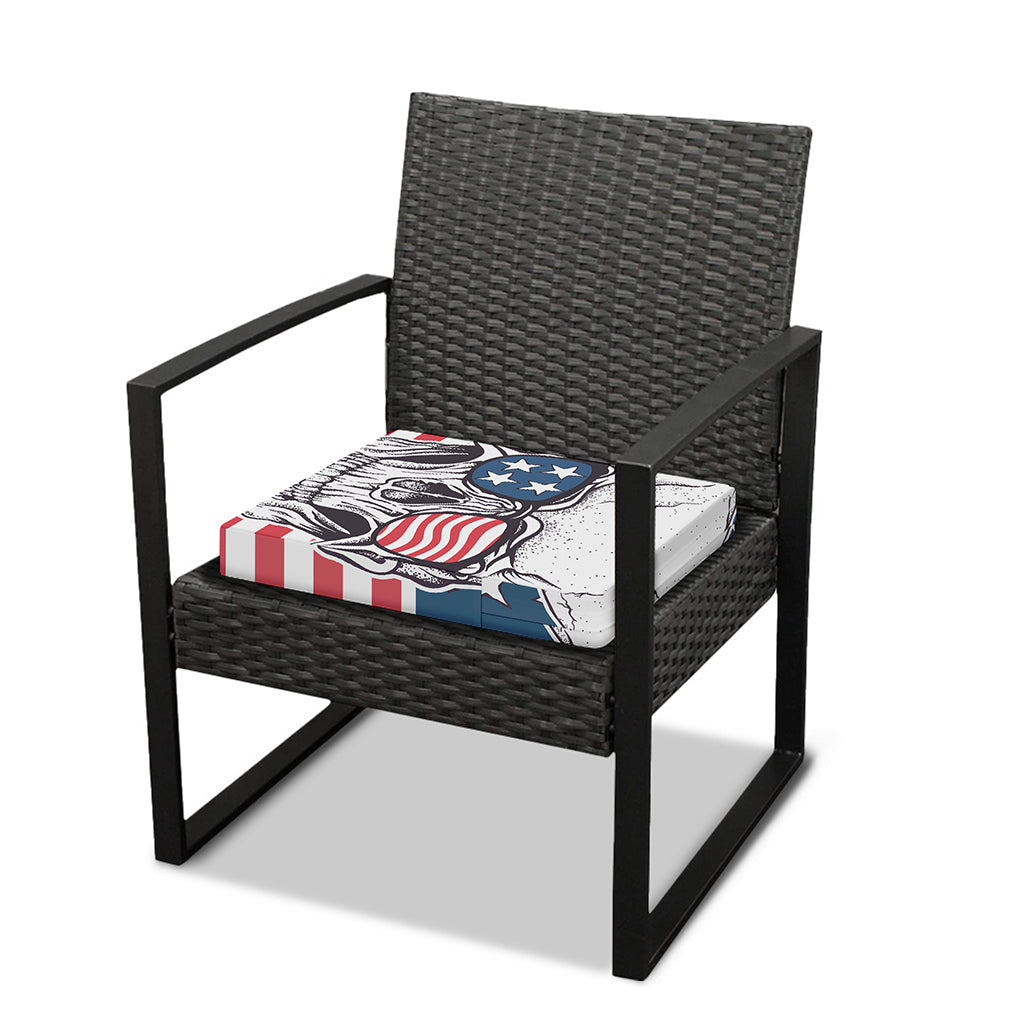 American Skull With Sunglasses Print Outdoor Seat Cushion Cover