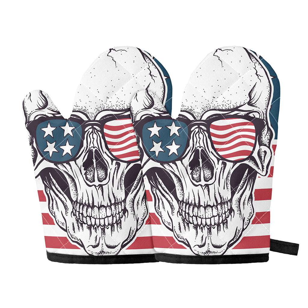American Skull With Sunglasses Print Oven Mitts