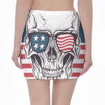 American Skull With Sunglasses Print Pencil Mini Skirt