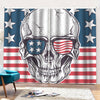 American Skull With Sunglasses Print Pencil Pleat Curtains