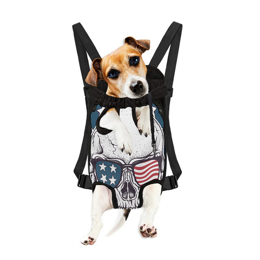 American Skull With Sunglasses Print Pet Carrier Backpack