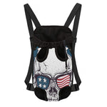 American Skull With Sunglasses Print Pet Carrier Backpack