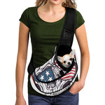American Skull With Sunglasses Print Pet Sling Carrier