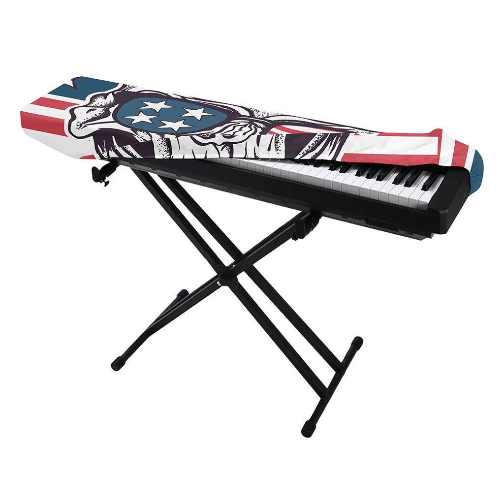 American Skull With Sunglasses Print Piano Keyboard Cover
