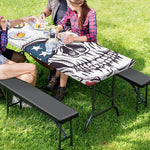 American Skull With Sunglasses Print Picnic Table Cover