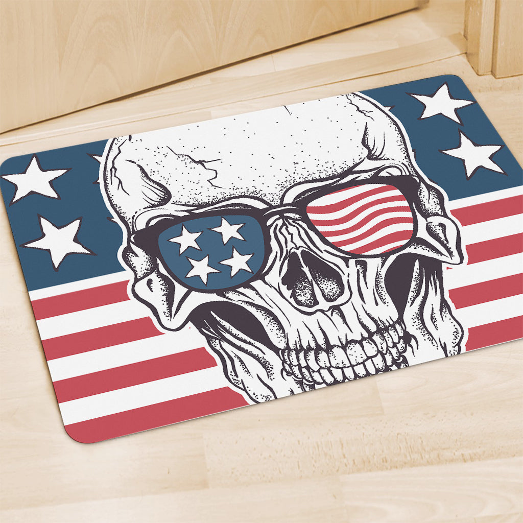 American Skull With Sunglasses Print Polyester Doormat