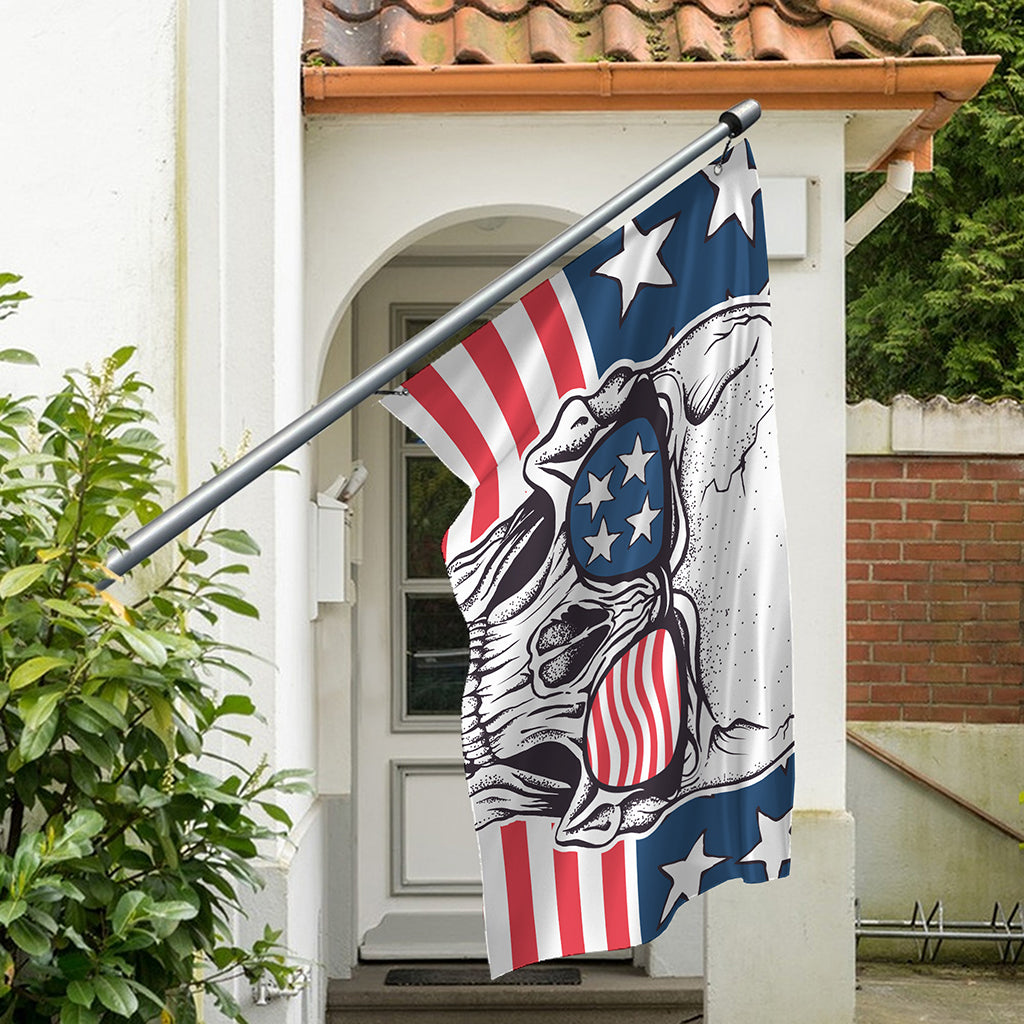 American Skull With Sunglasses Print Polyester Flag