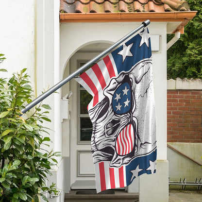 American Skull With Sunglasses Print Polyester Flag