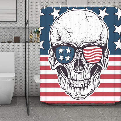 American Skull With Sunglasses Print Polyester Shower Curtain