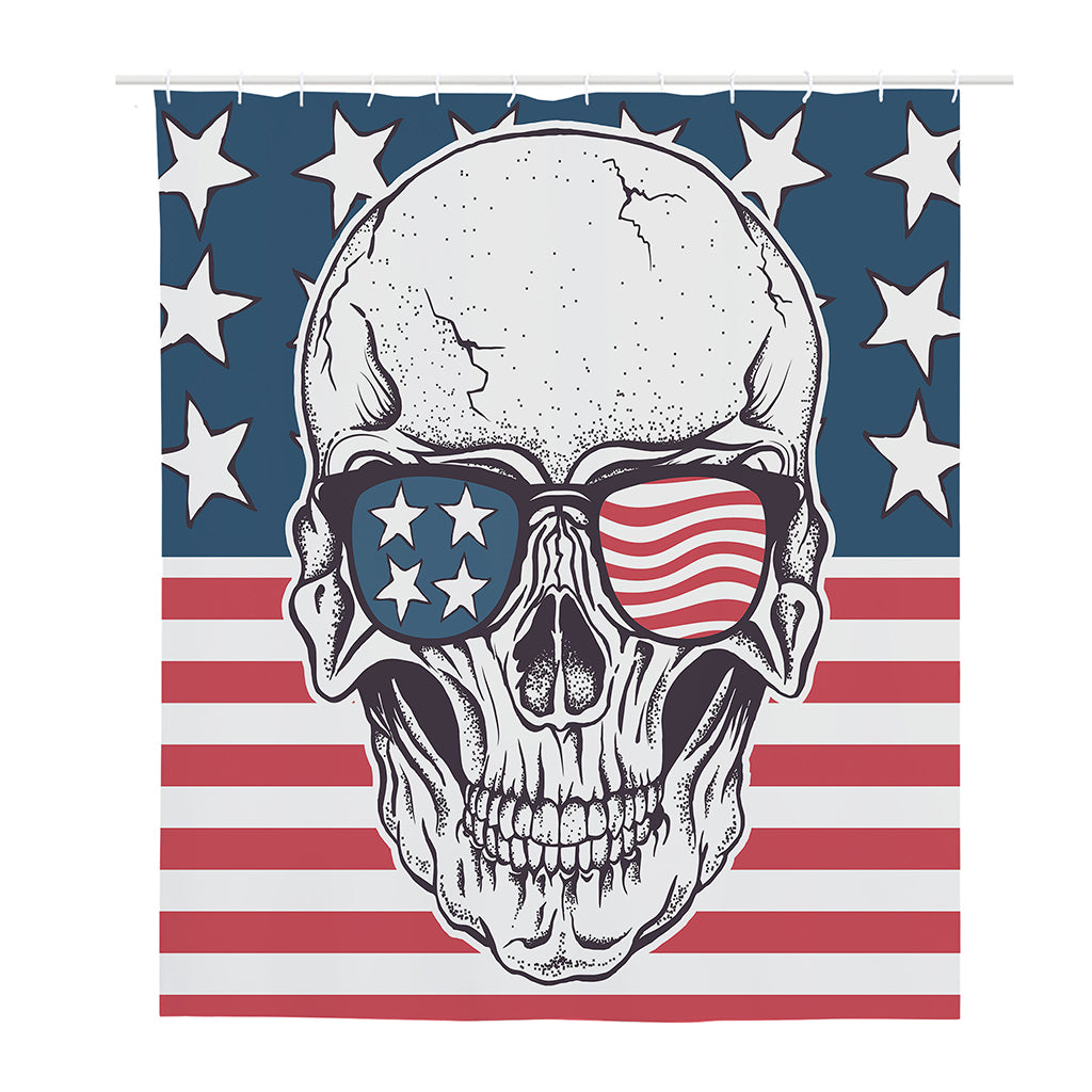 American Skull With Sunglasses Print Polyester Shower Curtain