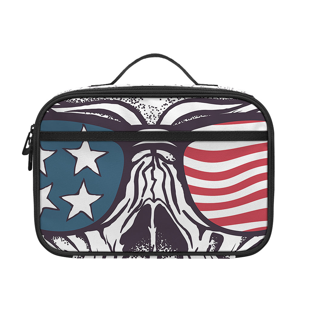 American Skull With Sunglasses Print Portable Lunch Bag